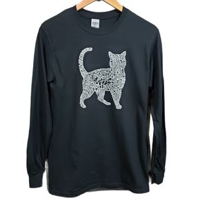 LA Pop Art long sleeve‎ cat shirt made of words